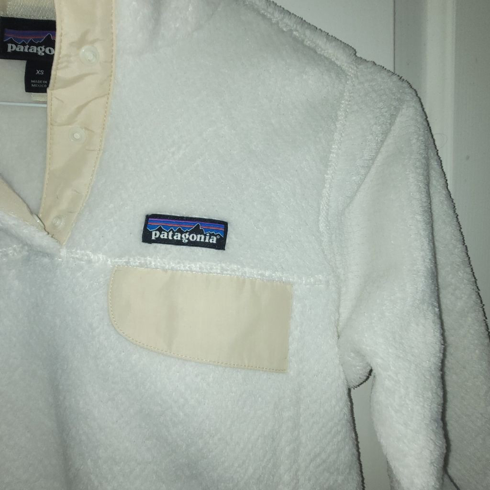 Women's Patagonia Off-White Fleece Snap-T Pullover Sweatshirt XS - Picture 5 of 7